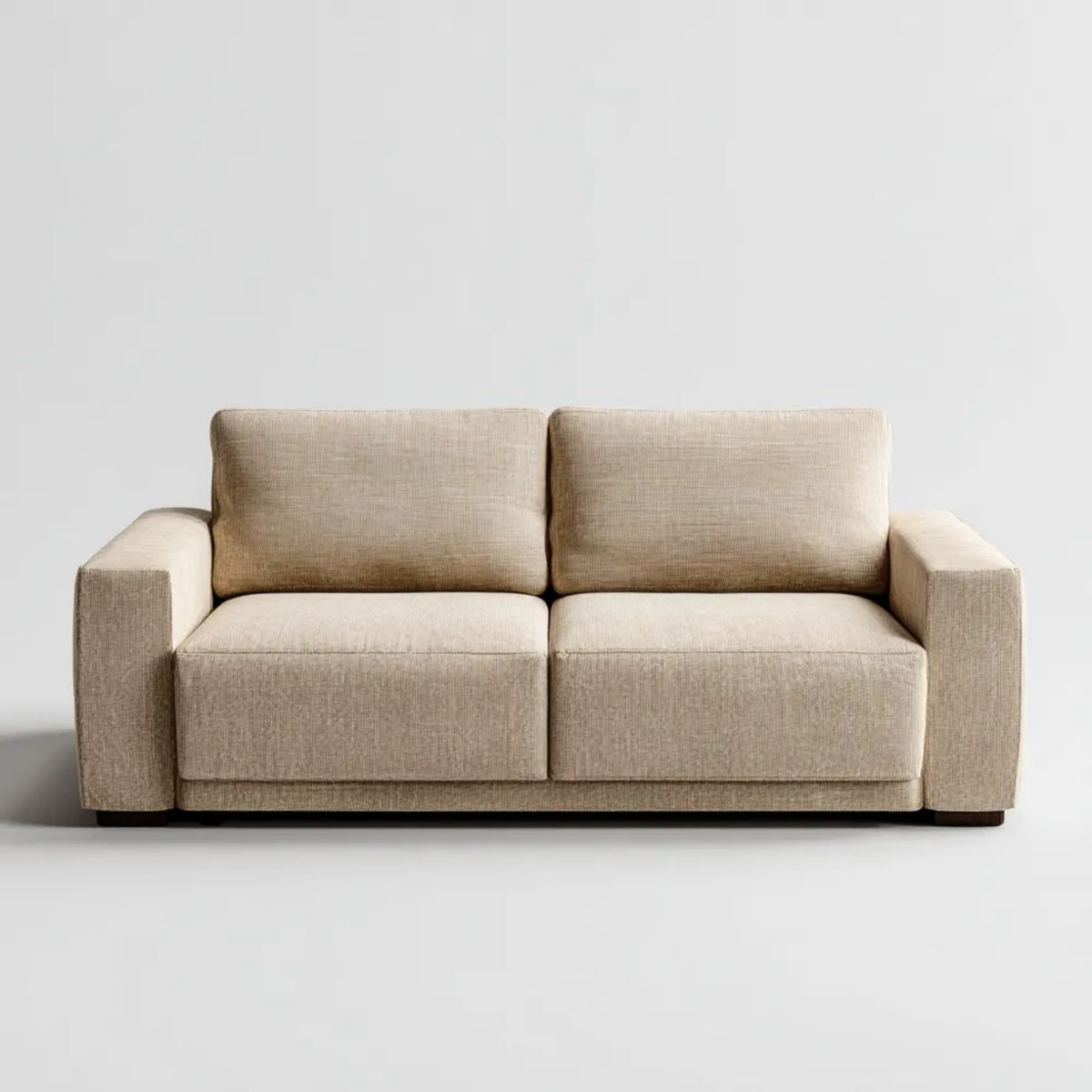 Beżowa sofa dwuosobowa z tapicerką poliestrową 180 x 90 x 85 cm