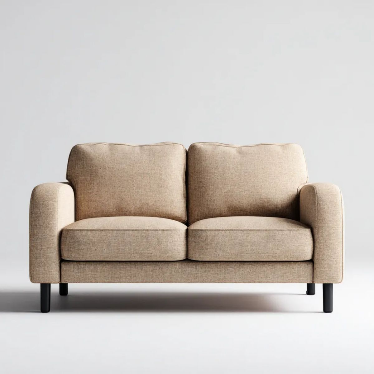Beżowa sofa dwuosobowa z tapicerką tkaninową 160 × 88 × 84 cm